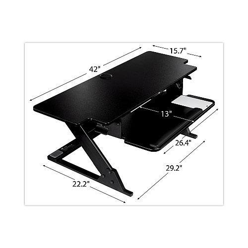 3M Precision Standing Desk, 42" x 23.2" x 6.2" to 20", Black (SD70B)