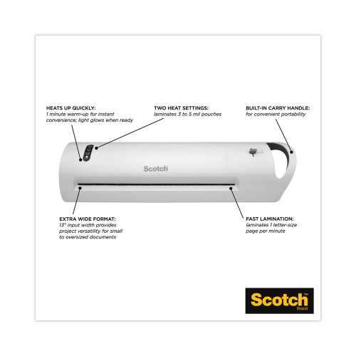 Scotch Thermal Laminator TL1302, 13" Max Document Width, 5 mil Max