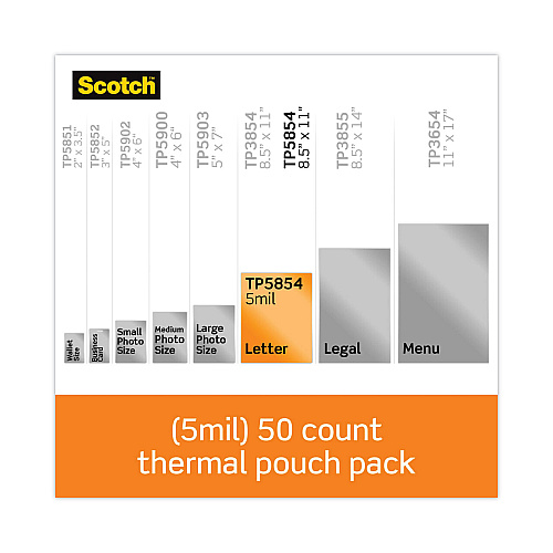 Scotch Laminating Pouches, 5 mil, 9" x 11.5", Gloss Clear, 50/Pack (TP585450)
