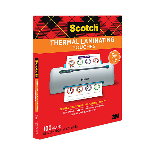 Scotch Laminating Pouches, 5 mil, 9" x 11.5", Gloss Clear, 100/Pack (TP5854100)