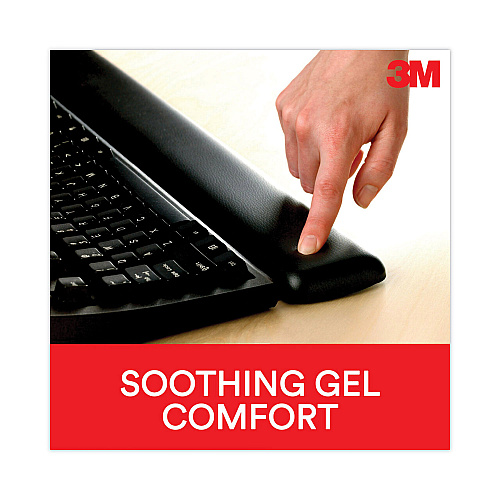 3M Antimicrobial Gel Large Keyboard Wrist Rest, 19 x 2.75, Black (WR310LE)