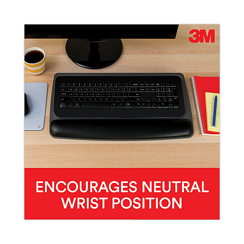 3M Antimicrobial Gel Keyboard Wrist Rest Platform, 19.6 x 10.6, Black/Gray/Silver (WR420LE)
