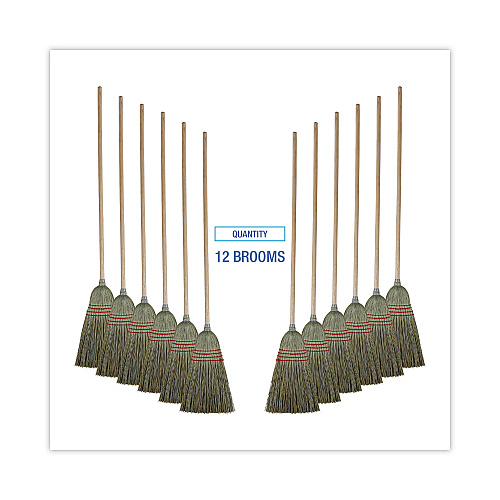 Boardwalk Mixed Fiber Maid Broom, Mixed Fiber Bristles, 55" Overall Length, Natural, 12/Carton (BWK920YCT)