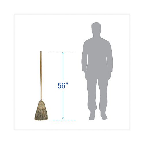 Boardwalk&reg; Corn Fiber Bristle Broom, 42" Wood Handle (BWK932CCT)