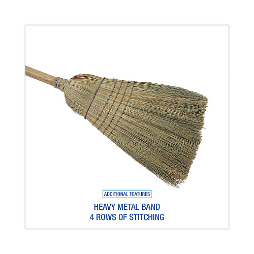 Boardwalk&reg; Corn Fiber Bristle Broom, 42" Wood Handle (BWK932CCT)