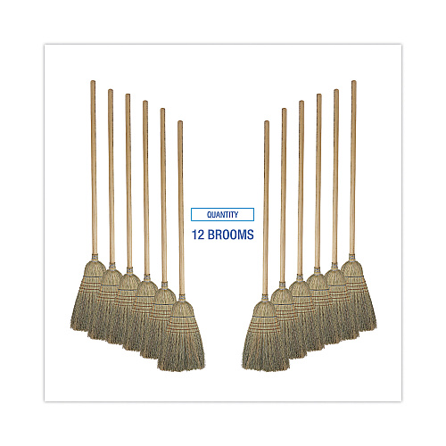 Boardwalk&reg; Corn Fiber Bristle Broom, 42" Wood Handle (BWK932CCT)