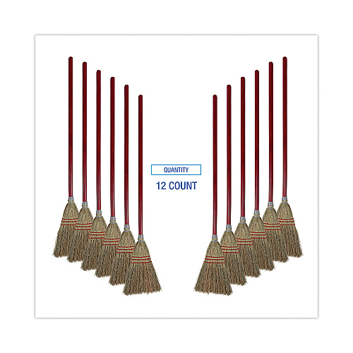 Boardwalk&reg; Corn Fiber Lobby/Toy Broom, Wood, 12 Brooms (BWK951TCT)
