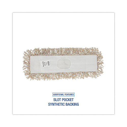 Boardwalk&reg; Mop Head, 4-Ply, Dust, Cotton, 18 x 3, White (BWK1018)