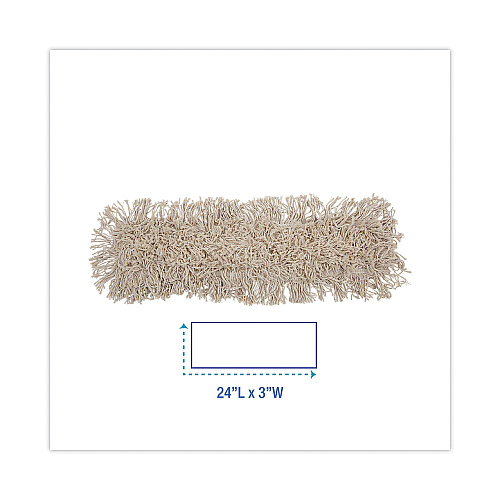 Boardwalk&reg; Mop Head, 4-Ply, Dust, Cotton, 24 x 3, White (BWK1024)