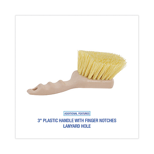 Boardwalk&reg; Plastic Bristle Utility Brush, 8 1/2", Tan Handle (BWK4308)