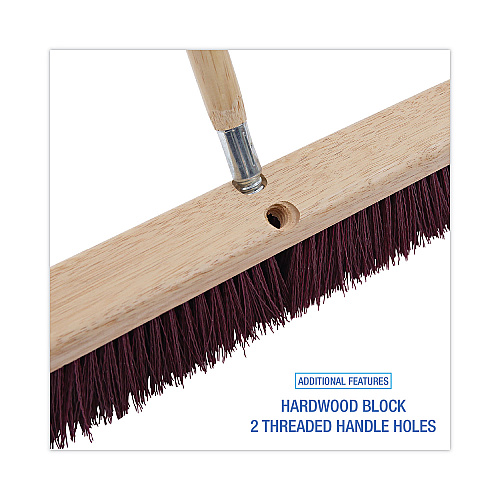 Boardwalk&reg; Floor Brush Head, 3 1/4" Maroon Stiff Plastic, 24" (BWK20324)