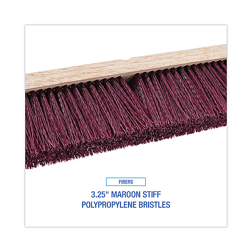 Boardwalk&reg; Floor Brush Head, 3 1/4" Maroon Stiff Plastic, 24" (BWK20324)