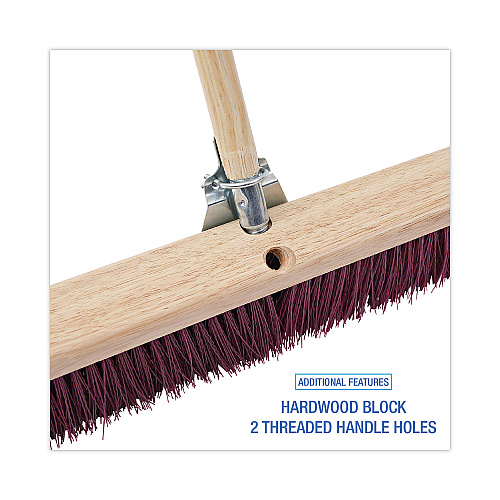 Boardwalk&reg; Floor Brush Head, 3 1/4" Maroon Stiff Plastic, 36" (BWK20336)