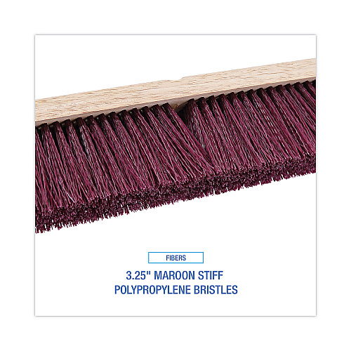 Boardwalk&reg; Floor Brush Head, 3 1/4" Maroon Stiff Plastic, 36" (BWK20336)