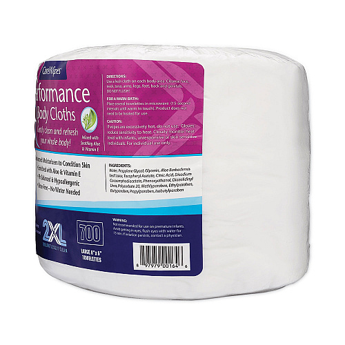 2XL Performance Body Cloths, 1-Ply, 6 x 8, Unscented, White, 700/Pack, 2 Packs/Carton (L336)