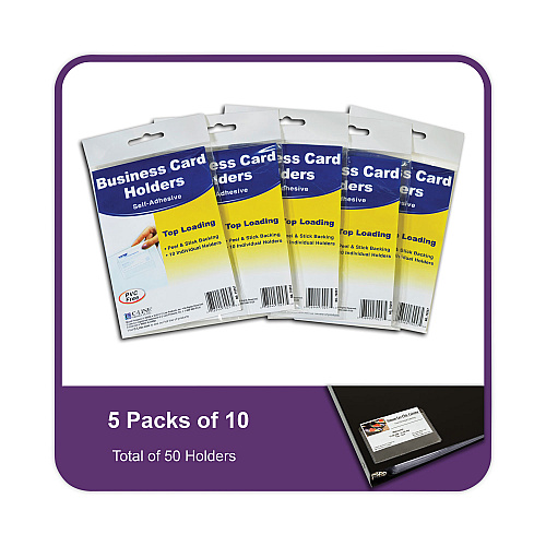 C-Line Self-Adhesive Business Card Holders, Top Load, 2 x 3.5, Clear, 10/Pack (70257)