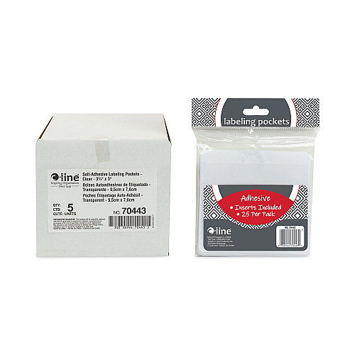 C-Line Self-Adhesive Labeling Pockets, Top Load, 3.75 x 3, Clear, 25/Pack (70443)