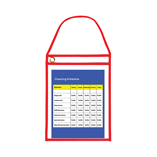 C-Line 1-Pocket Shop Ticket Holder w/Setrap and Red Stitching, 75-Sheet, 9 x 12, 15/Box (41924)
