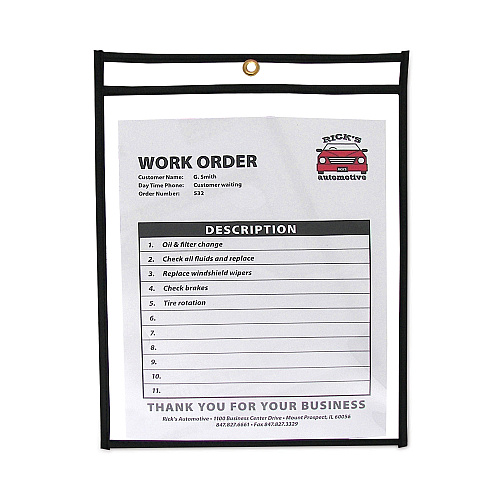 C-Line Shop Ticket Holders, Stitched, Both Sides Clear, 75 Sheets, 9 x 12, 25/Box (46912)