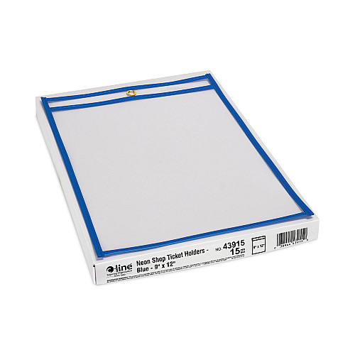 C-Line Stitched Shop Ticket Holders, Top Load, Super Heavy, Clear, 9" x 12" Inserts, 15/Box (43915)