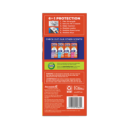 Hefty Extra Heavy-Duty Ultra Strong Scented Tall Kitchen Bags, Drawstring, 13 gal, Citrus Twist, 23.75" x 24.88", White, 80/Box (E88354)