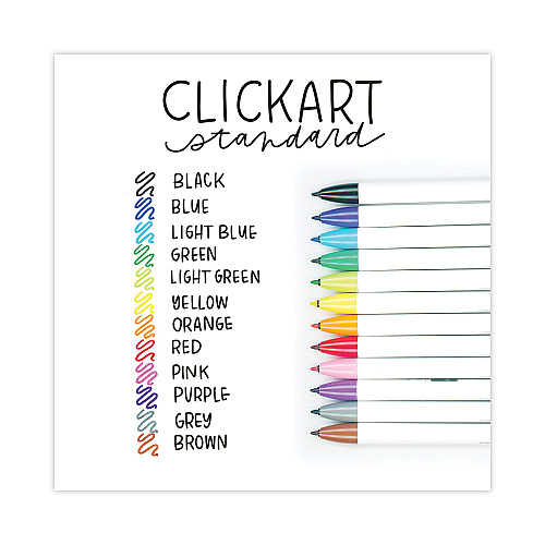 Zebra ClickArt Porous Point Pen, Retractable, Fine 0.6 mm, Assorted Ink and Barrel Colors, 12/Pack (69012)