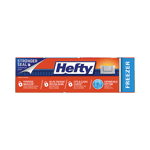 Hefty Slider Stand and Fill Freezer Storage Bags, 32 oz, 7" x 8", Clear, 35/Box (R88079)