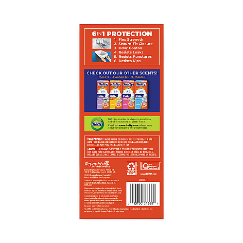 Hefty Extra Heavy-Duty Ultra Strong Tall Kitchen Trash Bags, Drawstring, 13 gal, 23.75" x 24.88", White, 40/Box (E88338)