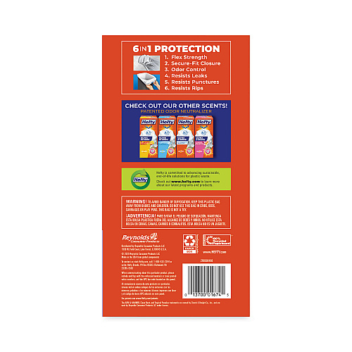 Hefty Ultra Strong Scented Tall Kitchen Bags, Drawstring, 13 gal, Lavender/Vanilla, 23.75" x 24.88", White, 110/Box, 3 Boxes/Carton (E88366CT)
