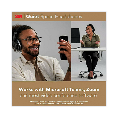 3M Quiet Space Headphones, Black (QUIETSPSIOC)