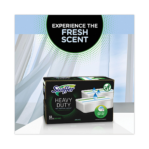 Swiffer Heavy-Duty Wet Refill Cloths, 10 x 8, Open Window Fresh, 20/Tub, 6 Tubs/Carton (76472)