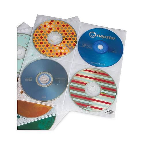 Case Logic Two-Sided CD Storage Sleeves for Ring Binder, 8 Disc Capacity, Clear, 25 Sleeves (3200366)