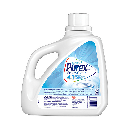 Purex&reg; Free and Clear Liquid Laundry Detergent, Unscented, 4 Bottles (05020)