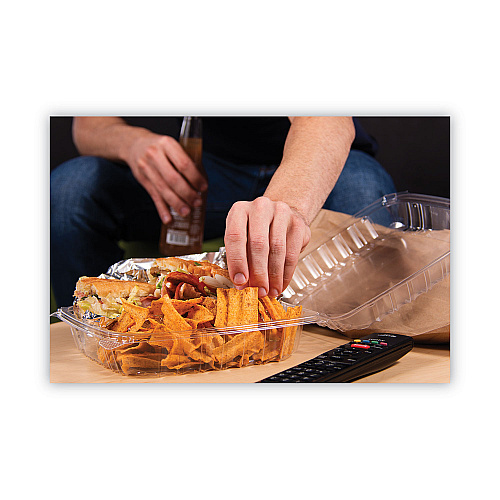 Dart ClearSeal Hinged-Lid Plastic Containers, 9.3 x 8.8 x 3, Clear, Plastic, 100/Bag, 2 Bags/Carton (C95PST1)