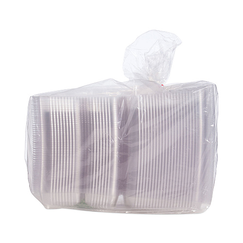 Dart StayLock Clear Hinged Lid Containers, 3-Compartment, 8.6 x 9 x 3, Clear, Plastic, 100/Packs, 2 Packs/Carton (C55UT3)