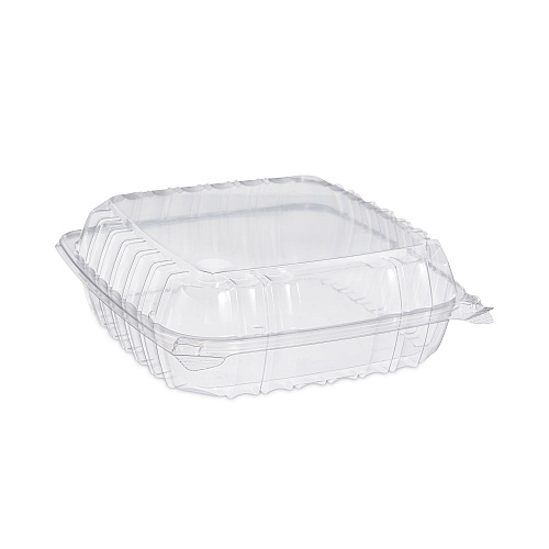 Dart ClearSeal Hinged-Lid Plastic Containers, 9.3 x 8.8 x 3, Clear, Plastic, 100/Bag, 2 Bags/Carton (C95PST1)
