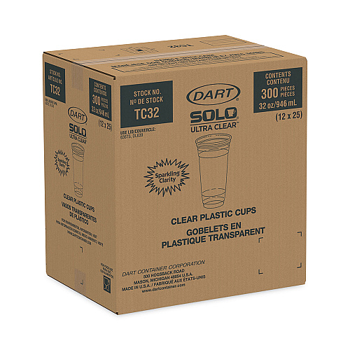 Dart Ultra Clear PETE Cold Cups, 32 oz, Clear, 300/Carton (TC32)