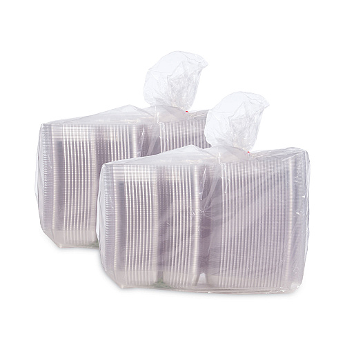 Dart StayLock Clear Hinged Lid Containers, 3-Compartment, 8.6 x 9 x 3, Clear, Plastic, 100/Packs, 2 Packs/Carton (C55UT3)