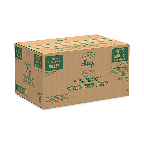 Dart Foam Container, Squat, 8 oz, 4.63" Diameter x 1.13"h, White, 500/Carton (8SJ32)