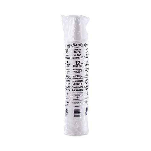 Dart&reg; Foam Drink Cups, White, 12-oz., 25 Cups (12J12BG)