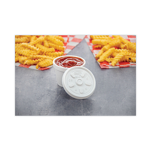 Dart Plastic Lids for Foam Containers, Vented, Fits 3.5-6 oz, White, 100/Pack, 10 Packs/Carton (6JL)