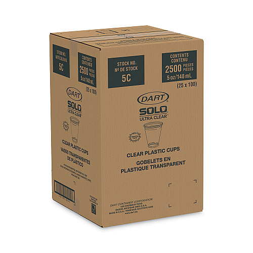 SOLO Ultra Clear Cups, 5 oz, PET, 100/Bag, 25 Bags/Carton (5C)