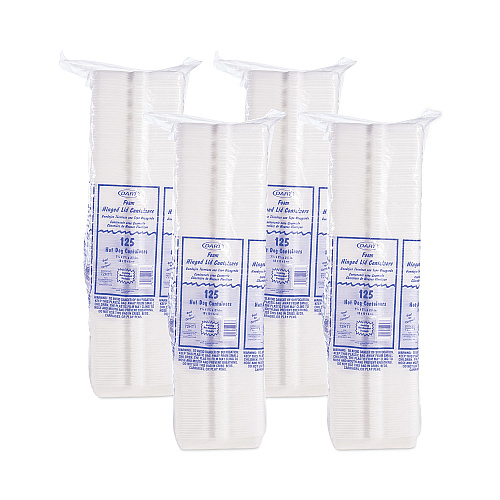 Dart Foam Hinged Lid Container, Hot Dog Container, 3.8 x 7.1 x 2.3, White,125/Bag, 4 Bags/Carton (72HT1)