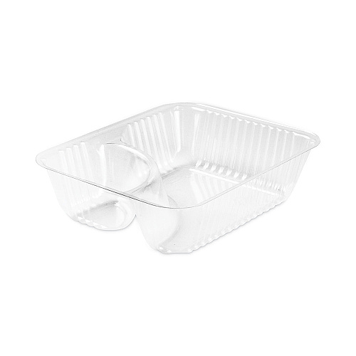 Dart ClearPac Small Nacho Tray, 2-Compartments, 5 x 6 x 1.5, Clear, Plastic, 125/Bag, 2 Bags/Carton (C56NT2)