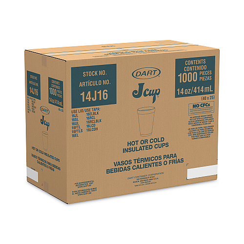 Dart Foam Drink Cups, 14 oz, White, 1,000/Carton (14J16)