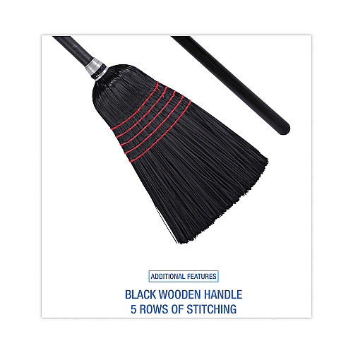 Boardwalk&reg; Push Broom, Poly Bristles, 42" Handle, Black, 12 Brooms (BWK930BP)
