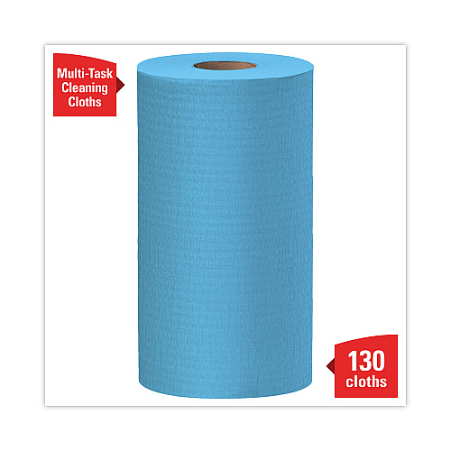 WypAll General Clean X60 Cloths, Small Roll, 9.8 x 13.4, Blue, 130/Roll, 12 Rolls/Carton (35411)