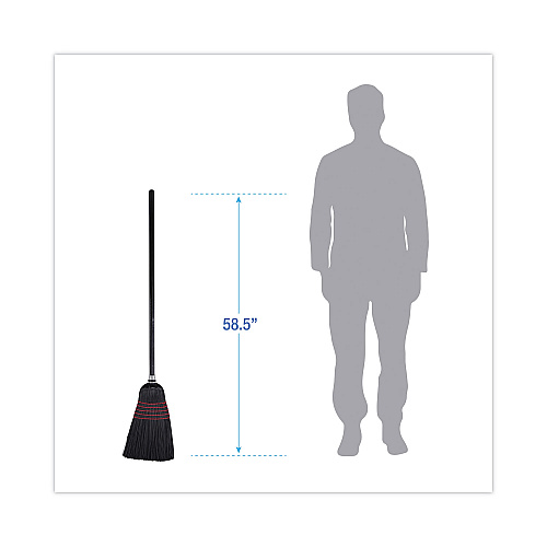 Boardwalk&reg; Push Broom, Poly Bristles, 42" Handle, Black, 12 Brooms (BWK930BP)