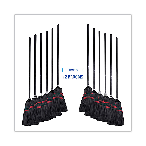 Boardwalk&reg; Push Broom, Poly Bristles, 42" Handle, Black, 12 Brooms (BWK930BP)