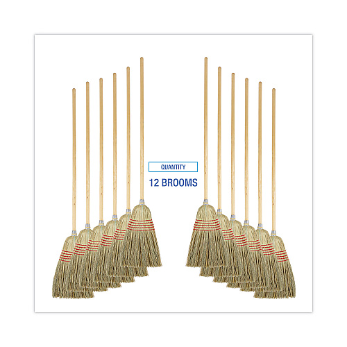 Boardwalk Parlor Broom, Yucca/Corn Fiber Bristles, 56" Overall Length, Natural, 12/Carton (BWK926YCT)